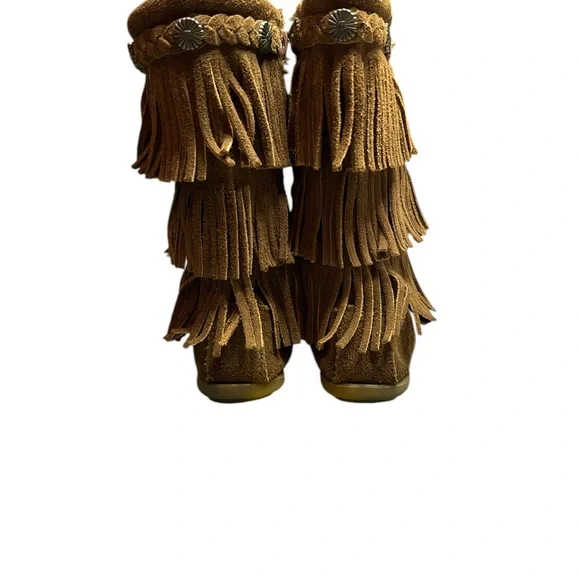 Minnetonka Leather Fringe boots little girls - Picture 3 of 4